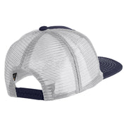 Papa Bear Faux Leather Patched Premium Mesh Trucker Cap - Navy White OSFM