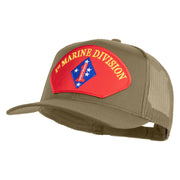 1st Marine Division Patched Solid Cotton Twill Mesh Prostyle Cap - Khaki OSFM