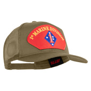 1st Marine Division Patched Solid Cotton Twill Mesh Prostyle Cap - Khaki OSFM