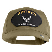Retired US Air Force Patched Solid Cotton Twill Mesh Cap - Khaki OSFM