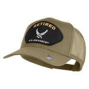 Retired US Air Force Patched Solid Cotton Twill Mesh Cap - Khaki OSFM
