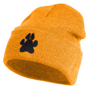 Animal Paw Print Iron on Patched 12 Inch Long Knitted Beanie - Yellow OSFM
