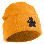 Animal Paw Print Iron on Patched 12 Inch Long Knitted Beanie - Yellow OSFM