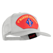 1st Marine Division Patched Solid Cotton Twill Mesh Prostyle Cap - White OSFM