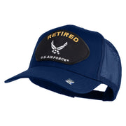 Retired US Air Force Patched Solid Cotton Twill Mesh Cap - Royal OSFM