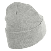 Animal Paw Print Iron on Patched 12 Inch Long Knitted Beanie - Heather Grey OSFM