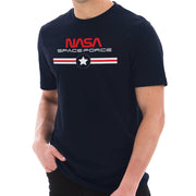 NASA Space Force Stripes Designed Short Sleeve Cotton Jersey T-Shirt