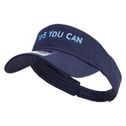 Yes You Can Embroidered Cotton Twill Sun Visor - Navy OSFM