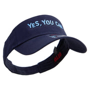 Yes You Can Embroidered Cotton Twill Sun Visor - Navy OSFM