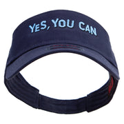 Yes You Can Embroidered Cotton Twill Sun Visor - Navy OSFM