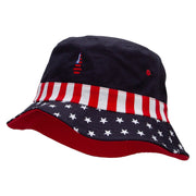 USA Patriotic Rocket Embroidered USA Flag Bucket Hat - Flag M-L