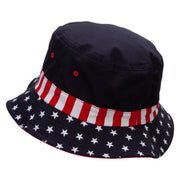 USA Patriotic Rocket Embroidered USA Flag Bucket Hat - Flag M-L