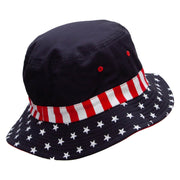 USA Patriotic Rocket Embroidered USA Flag Bucket Hat - Flag M-L