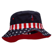 USA Patriotic Rocket Embroidered USA Flag Bucket Hat - Flag M-L