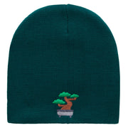 Bonsai Tree Embroidered 8 Inch Short Beanie