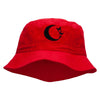 Moon Butterfly Embroidered Bucket Hat - Red OSFM