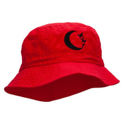 Moon Butterfly Embroidered Bucket Hat - Red OSFM