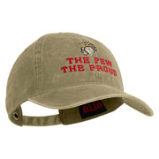 The Few The Proud US Marine Embroidered Washed Solid Pigment Dyed Cotton Twill Brass Buckle Cap - Khaki OSFM