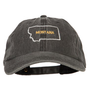 Montana with Map Outline Embroidered Washed Cotton Twill Cap