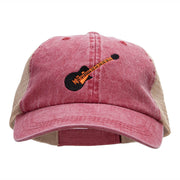 Electric Guitar Embroidered Washed Trucker Cap