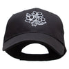 Black and White Flowers Embroidered Low Profile Structured Cap - Black OSFM