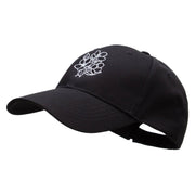 Black and White Flowers Embroidered Low Profile Structured Cap - Black OSFM