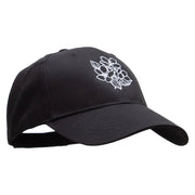 Black and White Flowers Embroidered Low Profile Structured Cap - Black OSFM