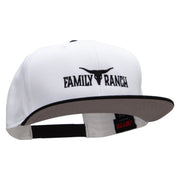 Family Ranch Embroidered Two Tone Superior Cotton Twill Flat Bill Snapback Cap