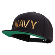 Licensed US Navy Embroidered Wool Blend Prostyle Snapback Cap - Black OSFM