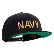 Licensed US Navy Embroidered Wool Blend Prostyle Snapback Cap - Black OSFM