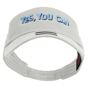 Yes You Can Embroidered Cotton Twill Sun Visor - White OSFM