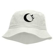 Moon Butterfly Embroidered Bucket Hat - White OSFM