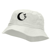 Moon Butterfly Embroidered Bucket Hat - White OSFM