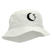 Moon Butterfly Embroidered Bucket Hat - White OSFM