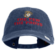 The Few The Proud US Marine Embroidered Washed Solid Pigment Dyed Cotton Twill Brass Buckle Cap - Navy OSFM