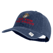 The Few The Proud US Marine Embroidered Washed Solid Pigment Dyed Cotton Twill Brass Buckle Cap - Navy OSFM