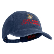 The Few The Proud US Marine Embroidered Washed Solid Pigment Dyed Cotton Twill Brass Buckle Cap - Navy OSFM