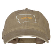 Montana with Map Outline Embroidered Washed Cotton Twill Cap