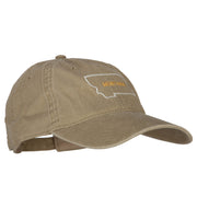 Montana with Map Outline Embroidered Washed Cotton Twill Cap