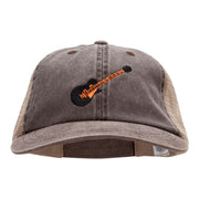 Electric Guitar Embroidered Washed Trucker Cap