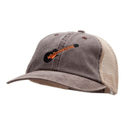 Electric Guitar Embroidered Washed Trucker Cap