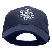 Black and White Flowers Embroidered Low Profile Structured Cap - Navy OSFM