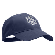 Black and White Flowers Embroidered Low Profile Structured Cap - Navy OSFM