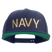 Licensed US Navy Embroidered Wool Blend Prostyle Snapback Cap - Navy OSFM