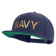 Licensed US Navy Embroidered Wool Blend Prostyle Snapback Cap - Navy OSFM