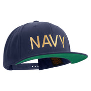 Licensed US Navy Embroidered Wool Blend Prostyle Snapback Cap - Navy OSFM