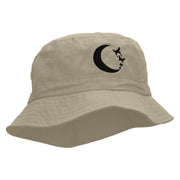 Moon Butterfly Embroidered Bucket Hat - Natural OSFM