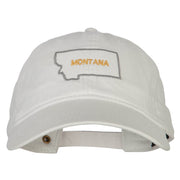 Montana with Map Outline Embroidered Washed Cotton Twill Cap