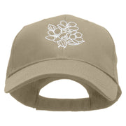 Black and White Flowers Embroidered Low Profile Structured Cap - Khaki OSFM