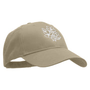 Black and White Flowers Embroidered Low Profile Structured Cap - Khaki OSFM